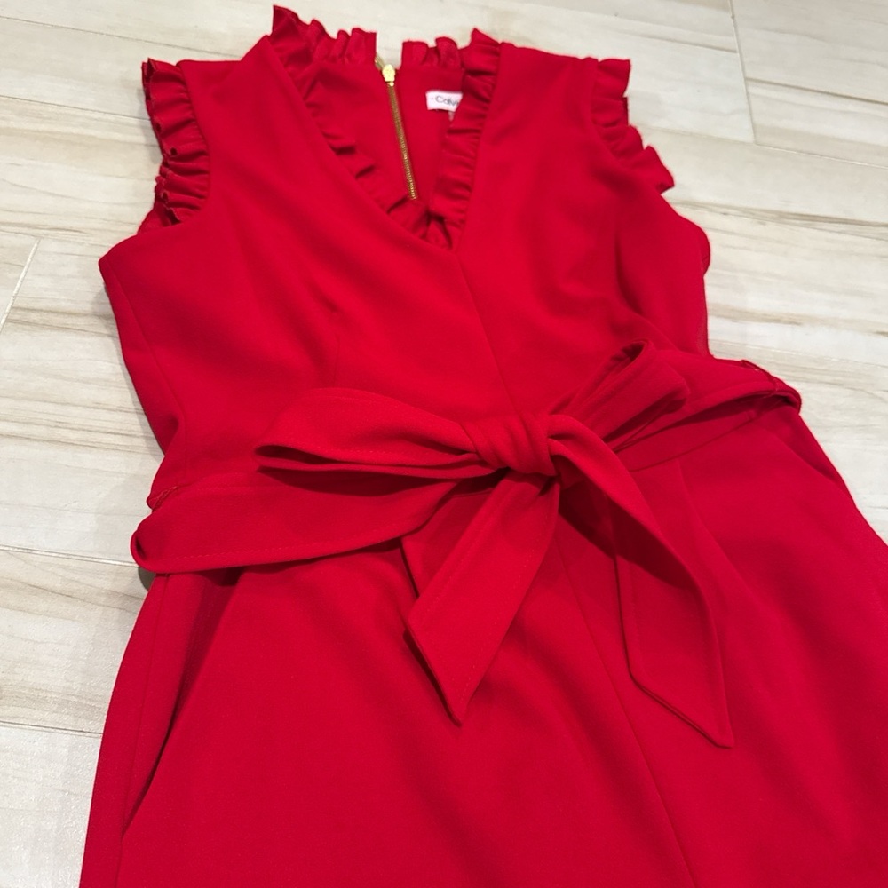 Calvin Klein Red ❤️ Sleeveless Jumpsuit • Size 4 • Like New - Picture 2 of 16